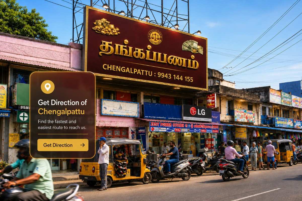 Thangapanam gold buying branch in Chengalpattu providing trusted gold valuation and cash services.