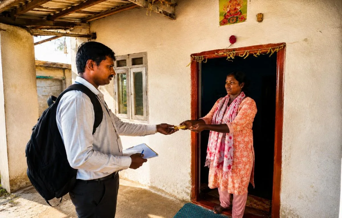 Thangapanam representative providing doorstep gold buying service for customers across Tamil Nadu.