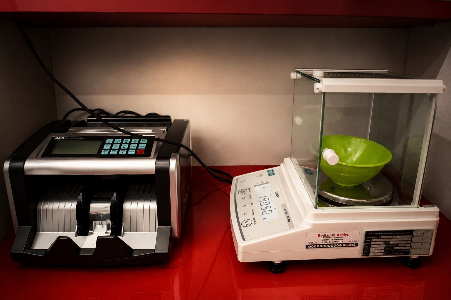 Digital gold purity testing and weighing equipment used for transparent gold evaluation