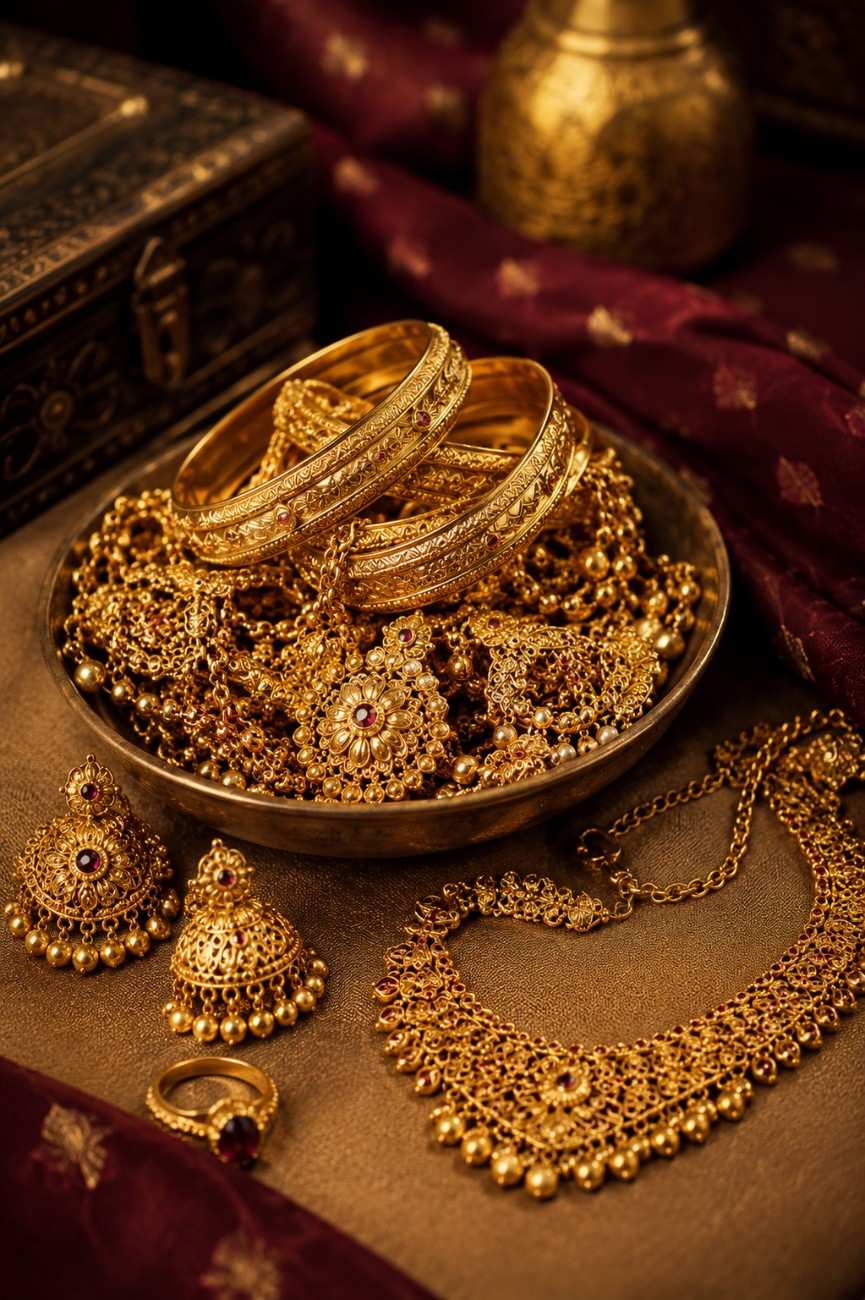 Old gold jewellery ready for valuation and instant cash payment